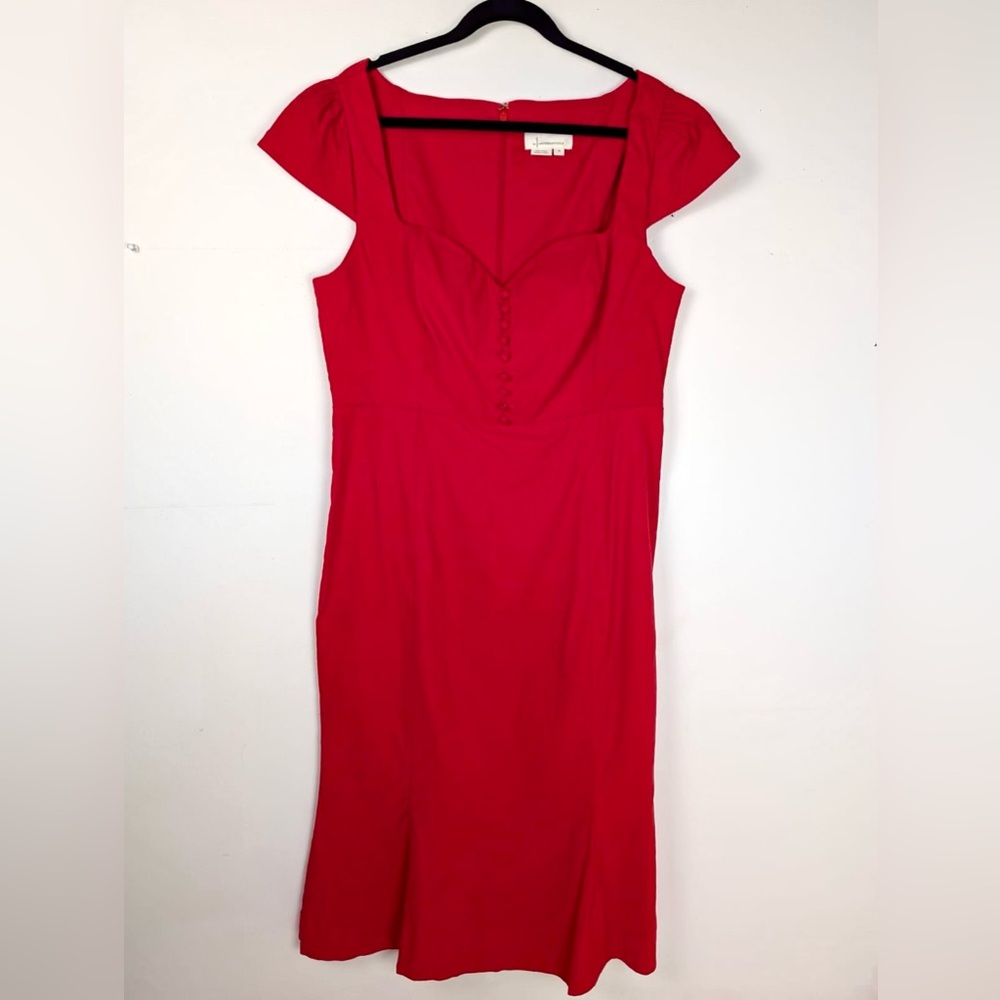 Elegant Red Cap-Sleeve Midi Dress by Maeve